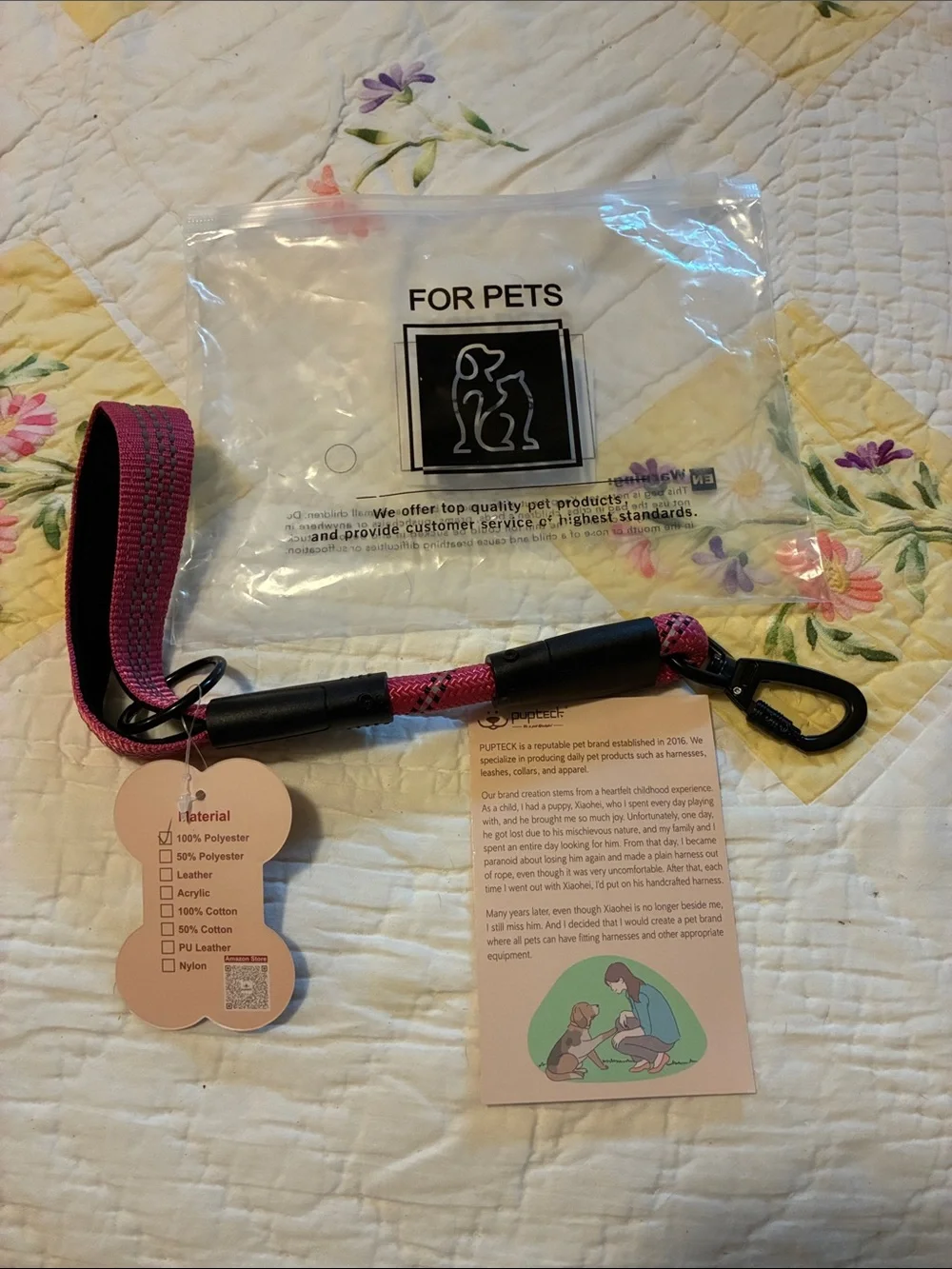 Pink Dog Training Leash with Carabiner Clip-Brand New